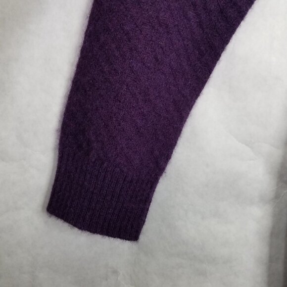 Lark & Ro Cashmere Sweater Womens M Crew Neck Diamond Cable Knit Purple Pullover - Picture 4 of 14